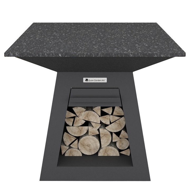 Quan Quadro Premium Large Plancha Firepit Table - Black
