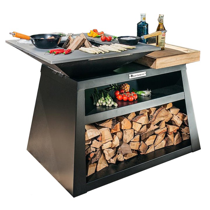 Quan Quadro Basic Big Plancha Firepit Table - Black