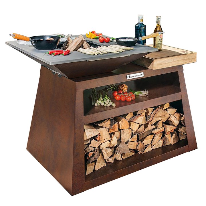 Quan Quadro Basic Big Plancha Firepit Table - Corten Steel