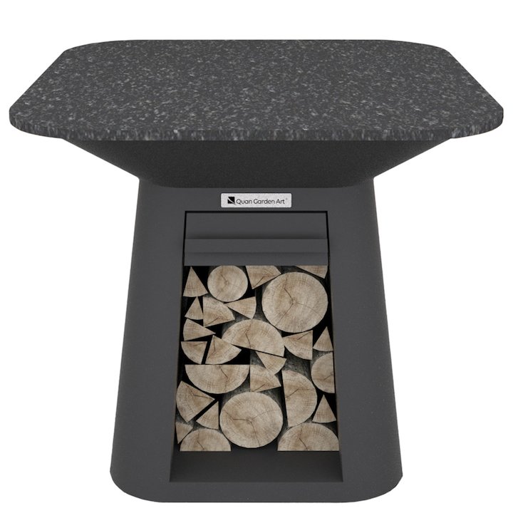 Quan Rondo Premium Large Plancha Firepit Table - Black