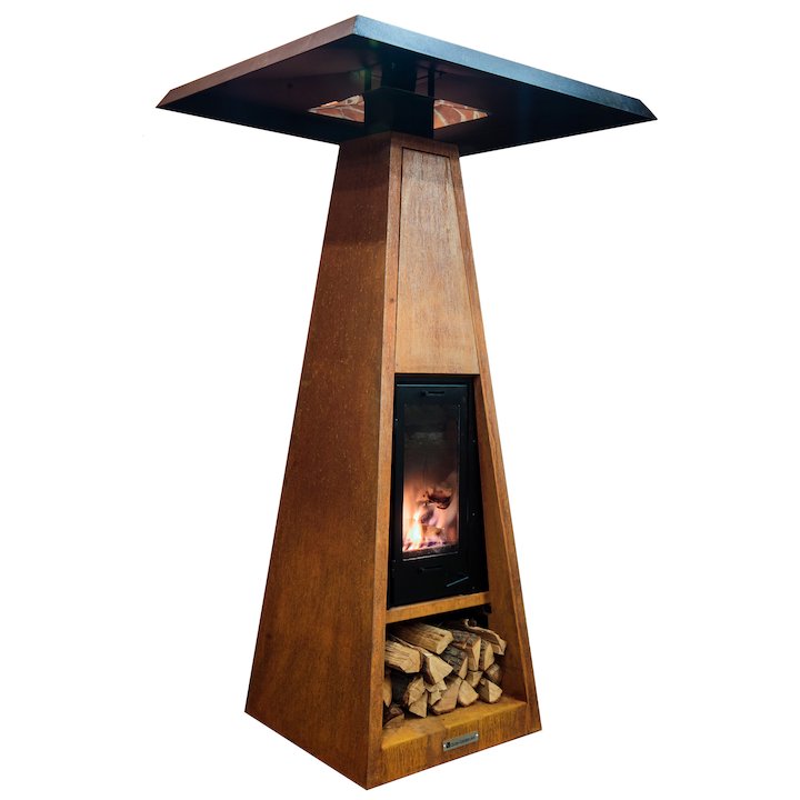 Quan Wood Fired Outdoor Heater - Corten Steel