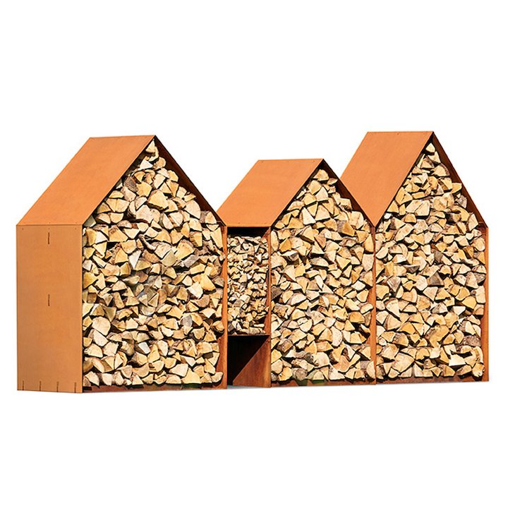 RB73 Bruges Outdoor Log Store - Corten Steel
