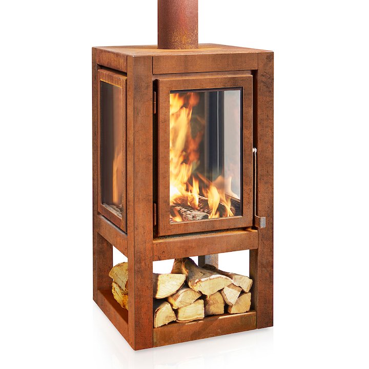 RB73 Quaruba XXL Mobile Outdoor Wood Stove - Corten Steel