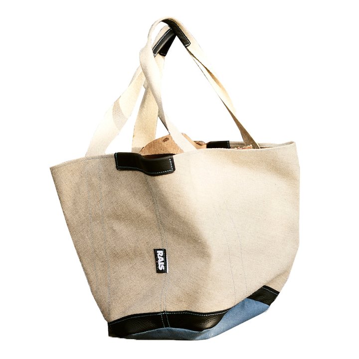 Rais Woody Canvas Tote Bag Log Carrier - Black