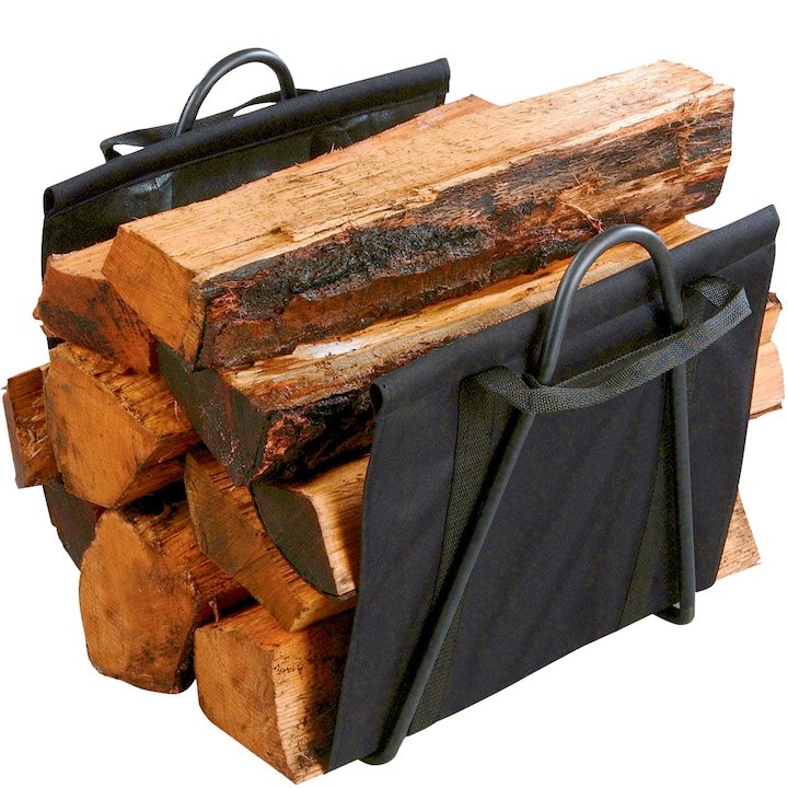 Calfire Clive Canvas Log Carrier - With Stand - Black