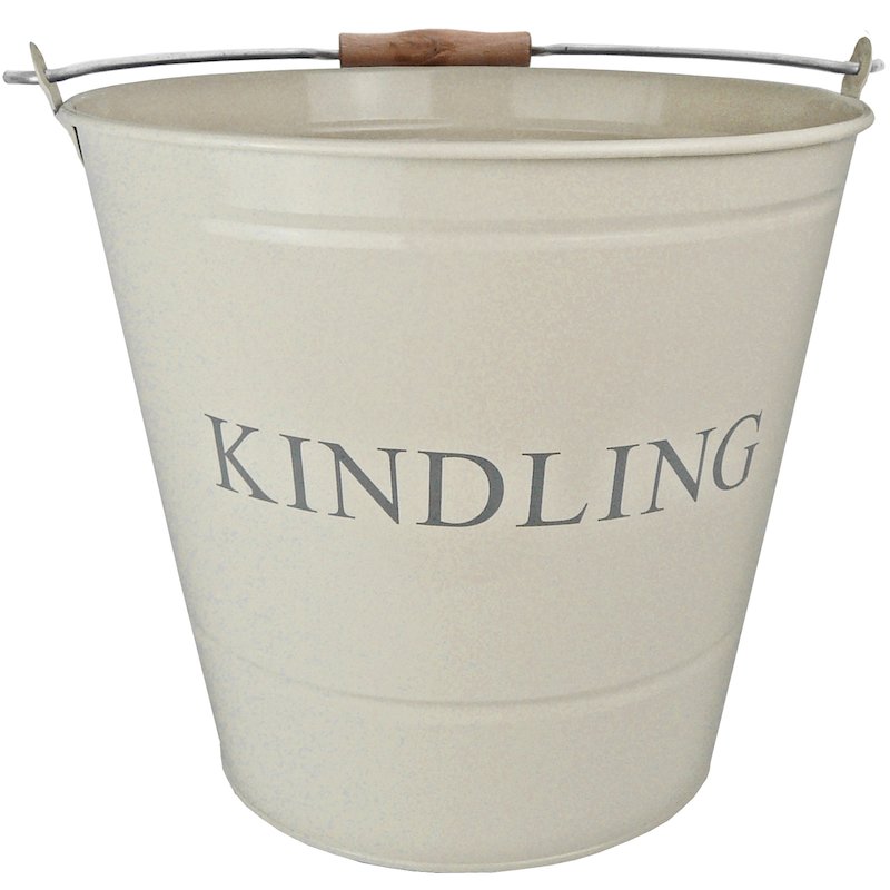 Manor Large Kindling Wood Bucket - With Lid - Cream