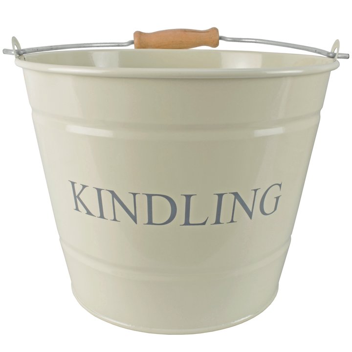 Manor Small Kindling Wood Bucket - With Lid - Cream