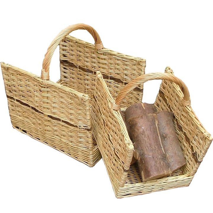 Calfire Open End Log Baskets - Set of 2 - Brown