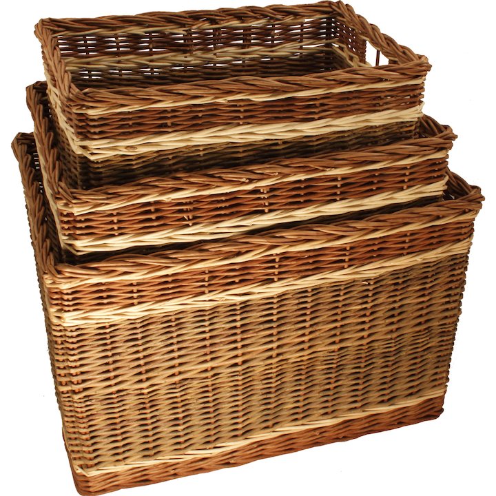Calfire Oblong Small Log Basket - Brown