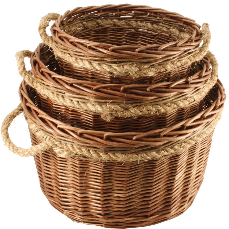 Calfire Round Medium Log Basket - Brown
