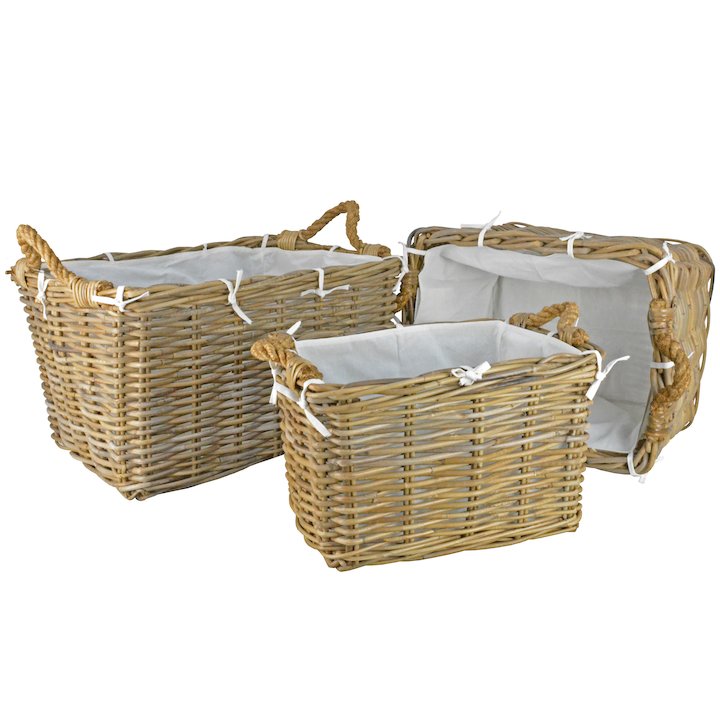 Manor Hilton Log Baskets - Set of 3 - Brown
