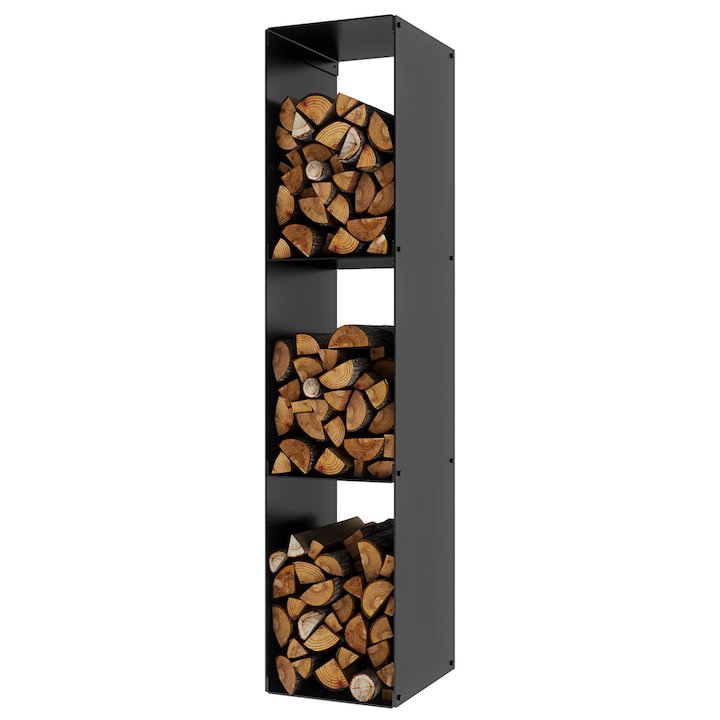Rais Firewood 3 Rack Log Holder - Black