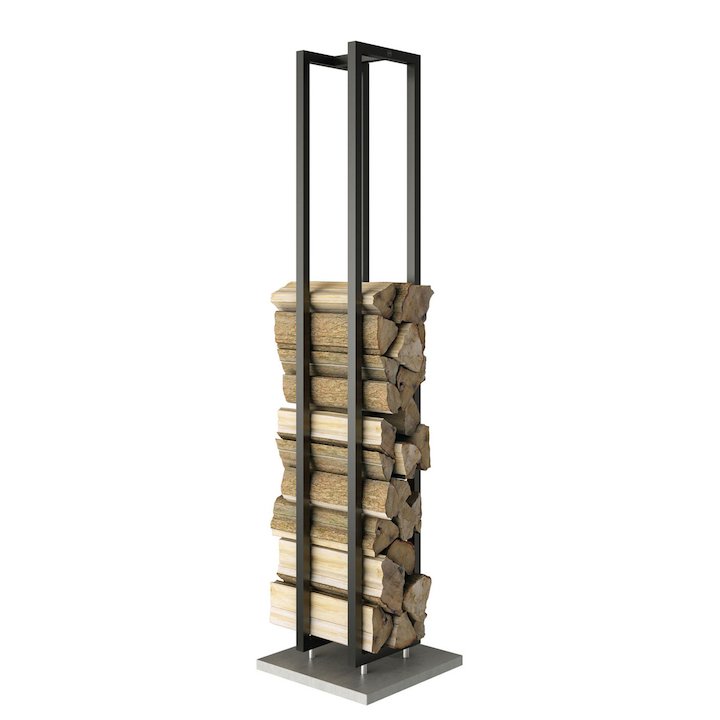 Rais Woodwall Tall Freestanding Log Holder - Black