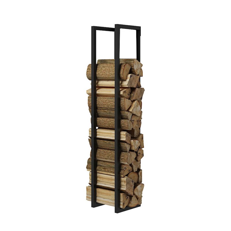 Rais Woodwall Open Short Wall Mounted Log Holder - Black