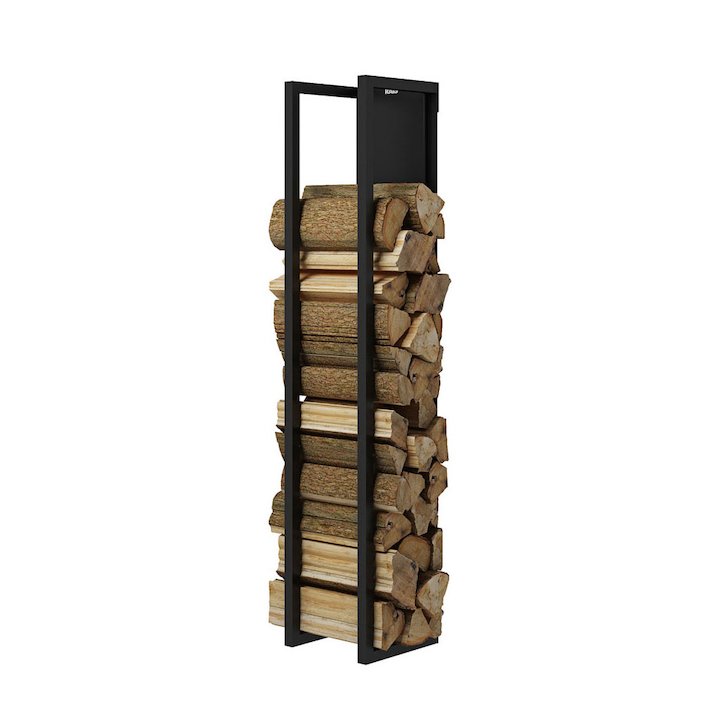 Rais Woodwall Closed Short Wall Mounted Log Holder - Black