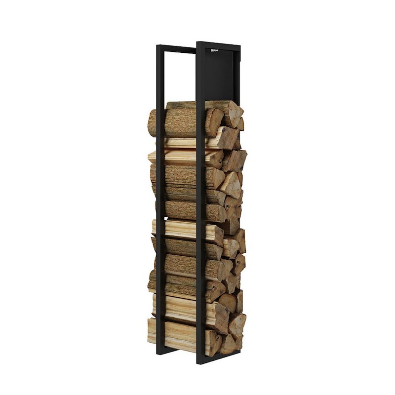 Rais Woodwall Closed Short Wall Mounted Log Holder - Black