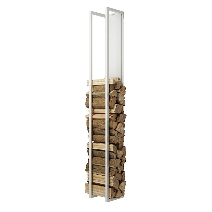Rais Woodwall Closed Tall Wall Mounted Log Holder - White
