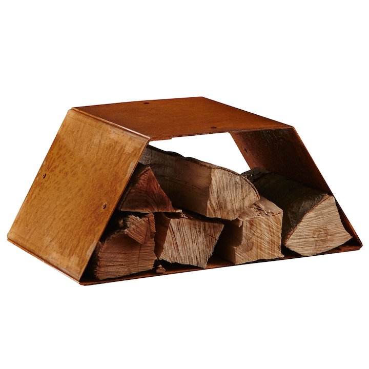Heta Trapez Modular Outdoor Log Store - Corten Steel