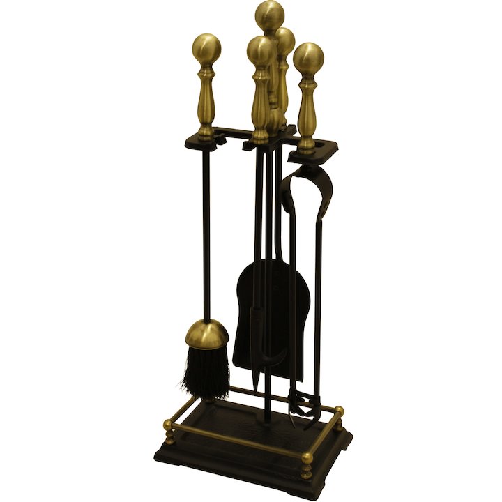 Calfire Galley Fire Tool Companion Set - Black / Antique Brass
