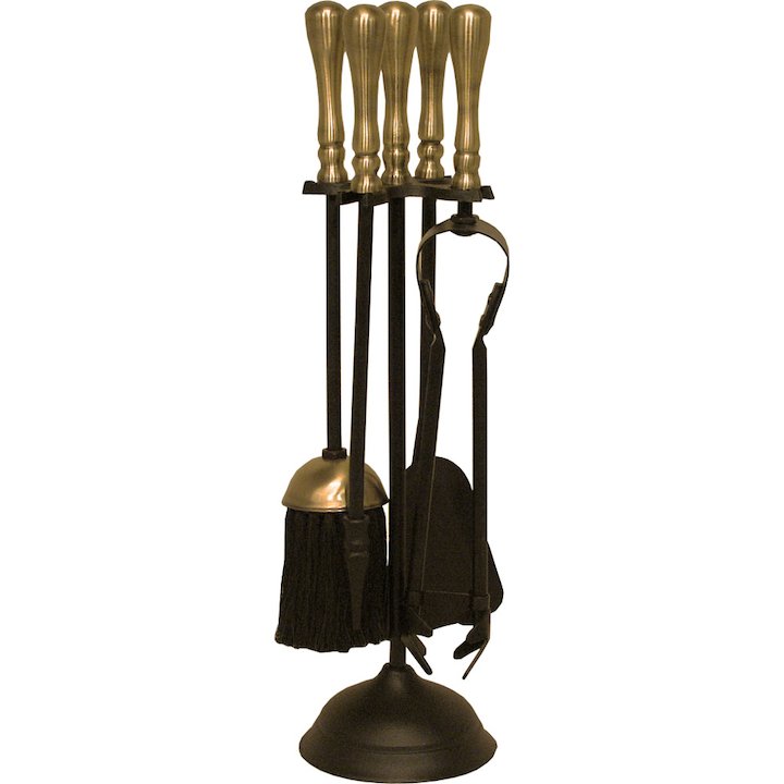 Calfire Traditional Short Fire Tool Companion Set - Black / Antique Brass