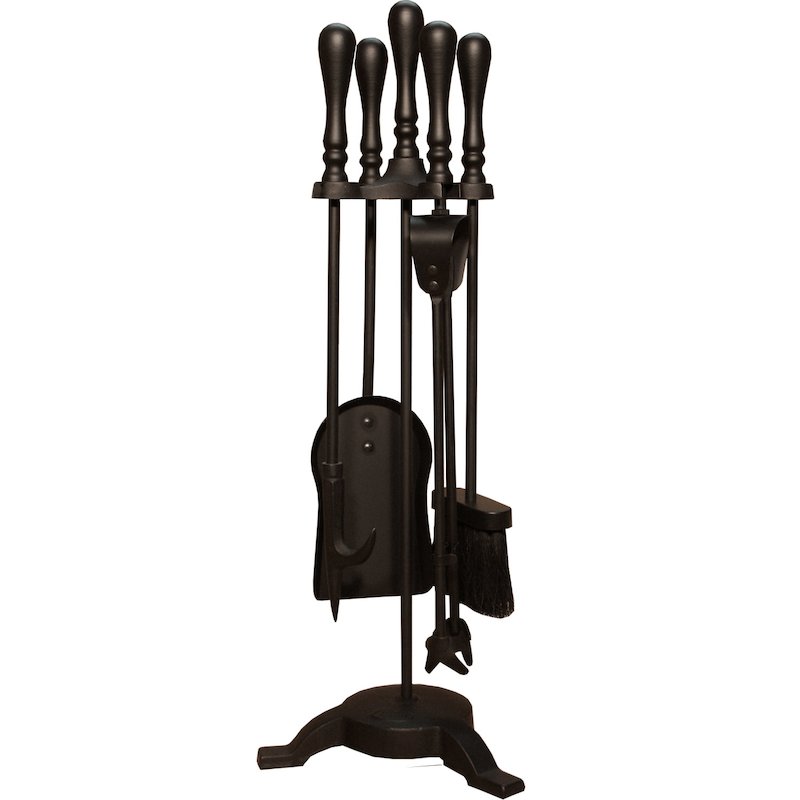 Calfire Traditional Tall Fire Tool Companion Set - Black