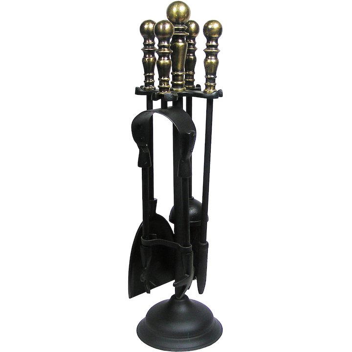 Calfire Duchess Tall Fire Tool Companion Set - Black / Antique Brass