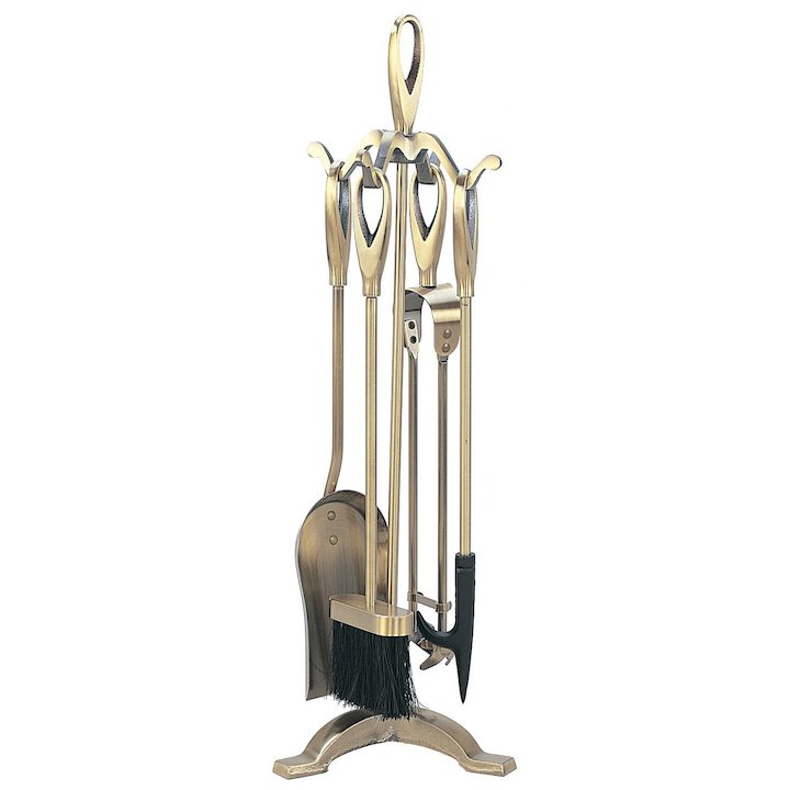 Manor Orion Loop Fire Tool Companion Set - Antique Brass