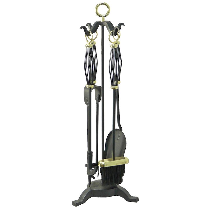Manor Devon Fire Tool Companion Set - Black / Brass