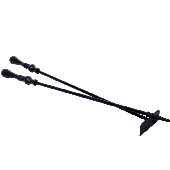 Calfire Ash Scraper & Poker Fire Tool Hearth Set - Black