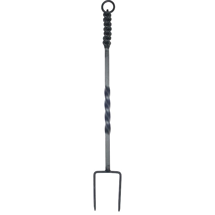 Calfire Rope Twist Handle Toasting Fork Fire Tool - Black