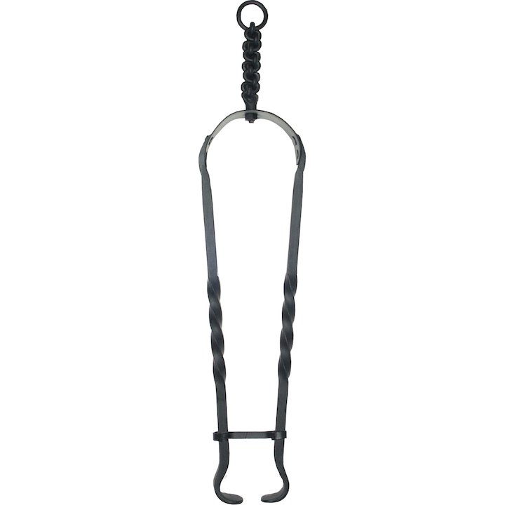 Calfire Rope Twist Handle Coal Tongs Fire Tool - Black