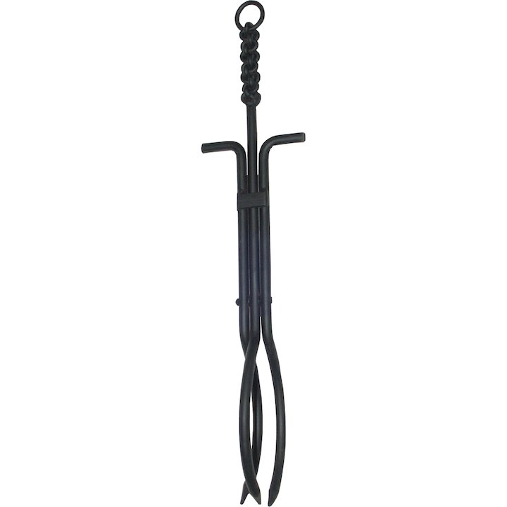 Calfire Rope Twist Handle Log Tongs Fire Tool - Black