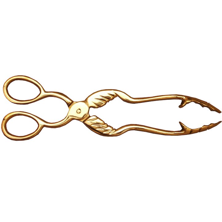 Calfire Ornate Scissor Coal Tongs Fire Tool - Brass