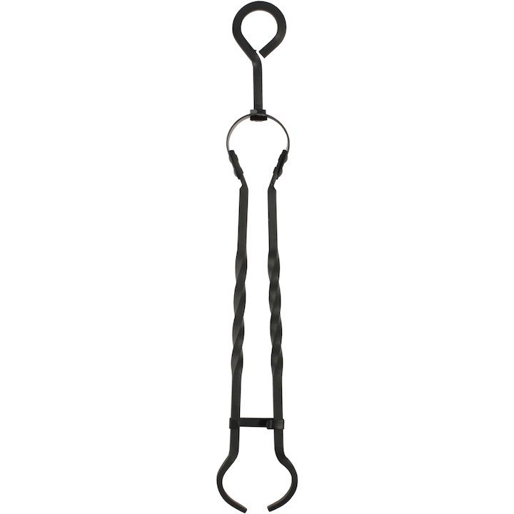 Calfire Ring Handle Coal Tongs Fire Tool - Black