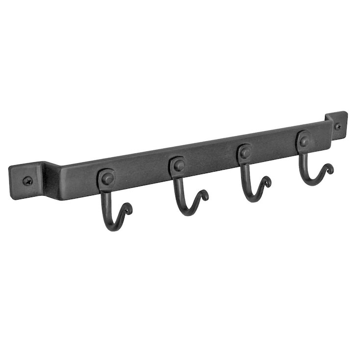Manor 4 Hook Fire Tool Wall Bracket - Black