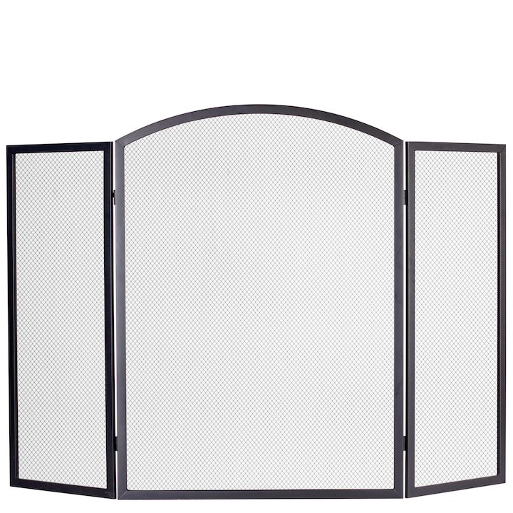 Calfire 3 Fold Arched Small Fire Screen - Black