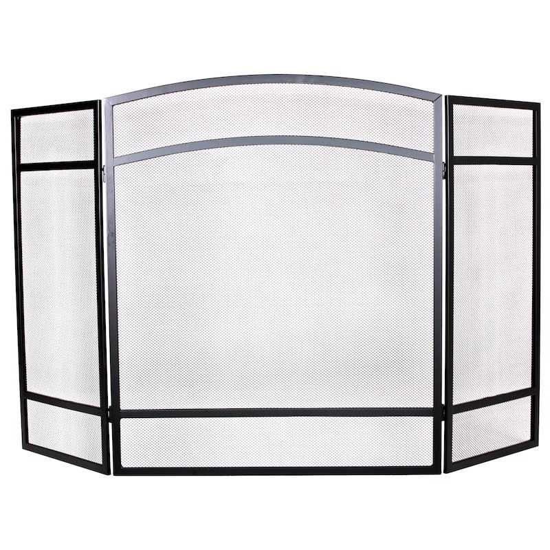 Calfire 3 Fold Basic Large Fire Screen - Black
