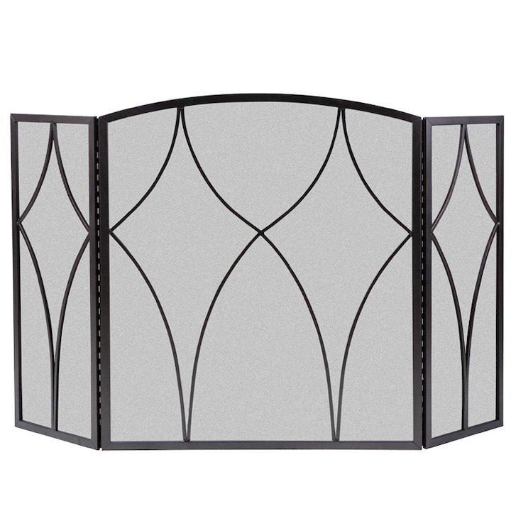 Calfire 3 Fold Diamond Large Fire Screen - Black