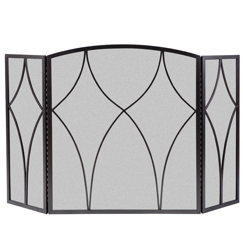 Calfire 3 Fold Diamond Large Fire Screen - Black