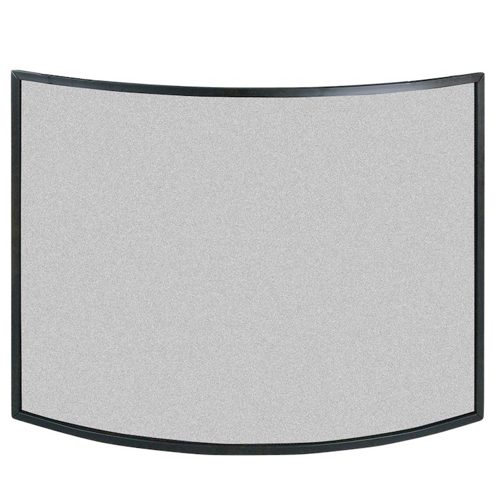 Calfire 3 Fold Narrow Curved Small Fire Screen - Black