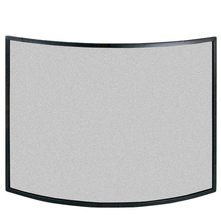 Calfire 3 Fold Narrow Curved Large Fire Screen - Black