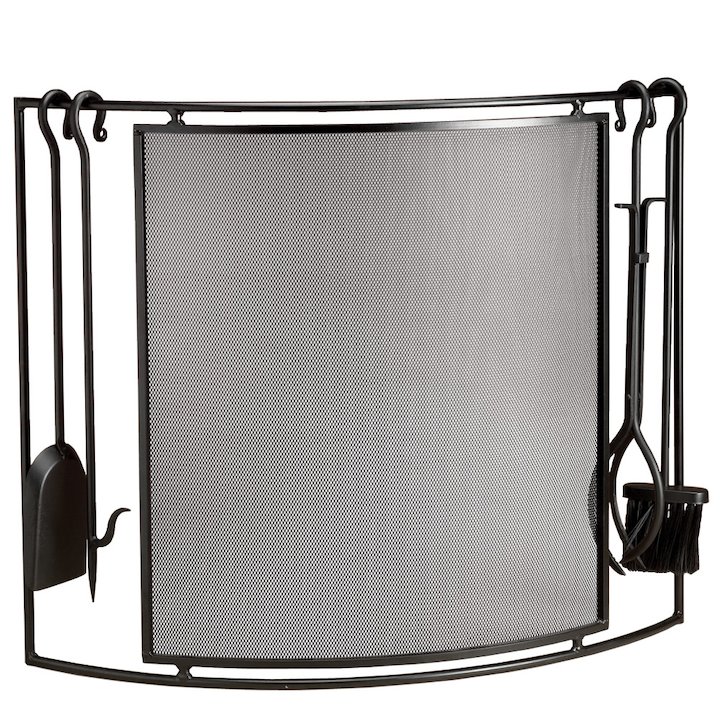 Calfire Laura Fire Screen - With Fire Tools - Black