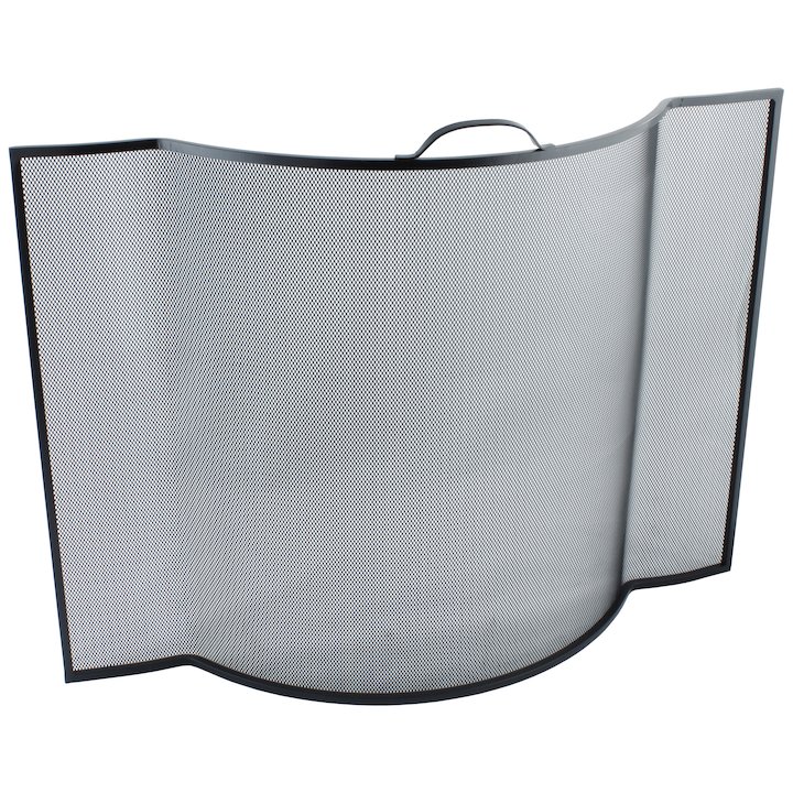 Calfire Noble Flat Sided Bowed Fire Screen - Black