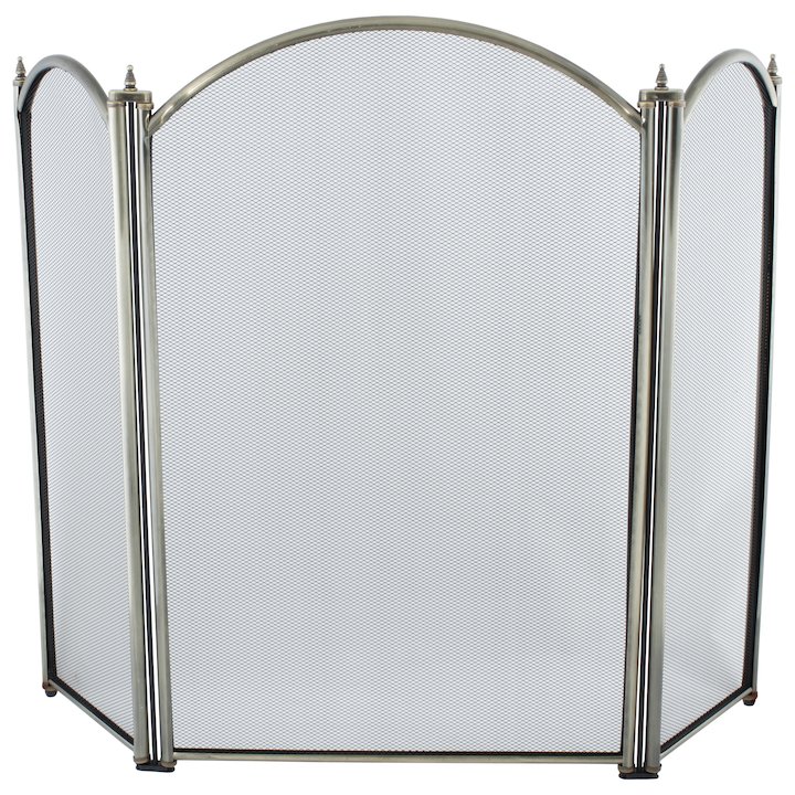 Calfire Regal 3 Fold Large Fire Screen - Antique Brass