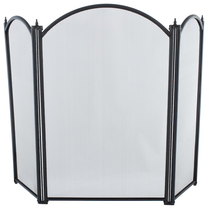 Calfire Regal 3 Fold Large Fire Screen - Black