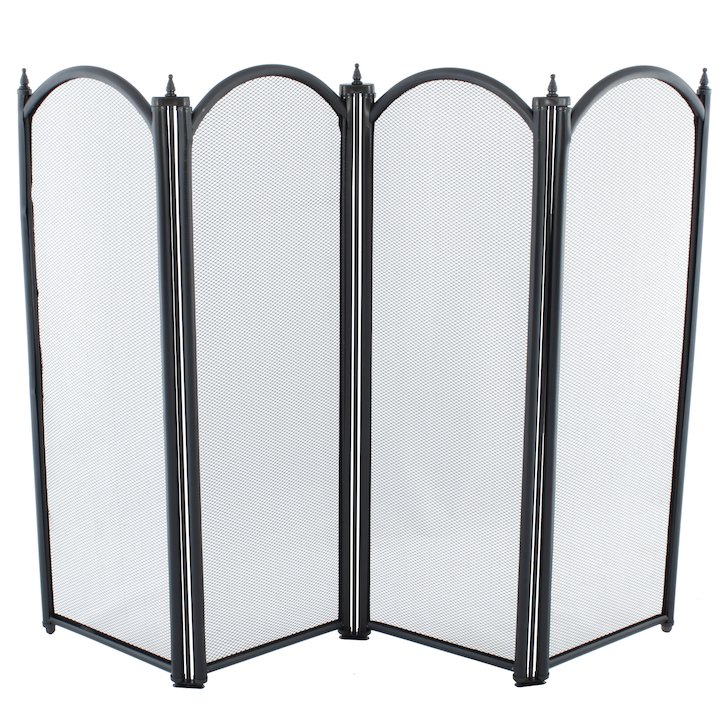 Calfire Regal 4 Fold Small Fire Screen - Black
