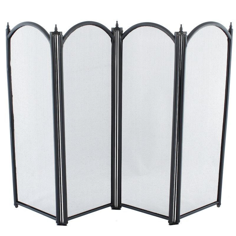 Calfire Regal 4 Fold Small Fire Screen - Black