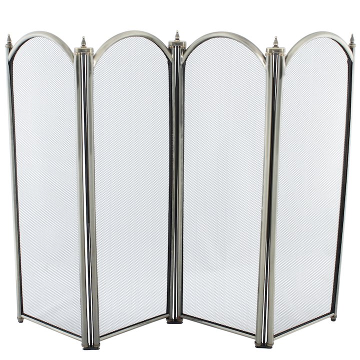 Calfire Regal 4 Fold Large Fire Screen - Antique Brass