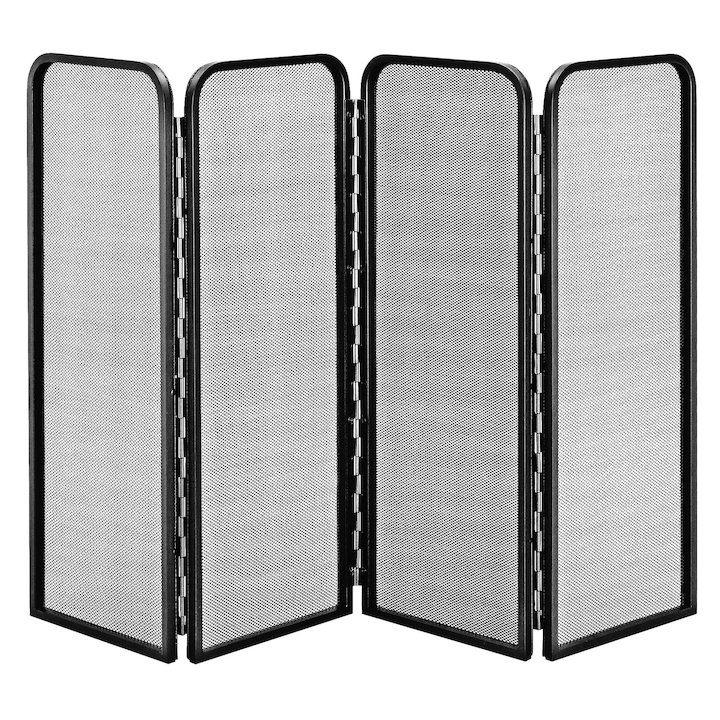 Manor 4 Fold Fire Screen - Black