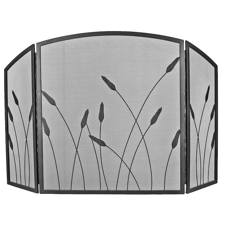 Manor Bullrush 3 Fold Fire Screen - Black